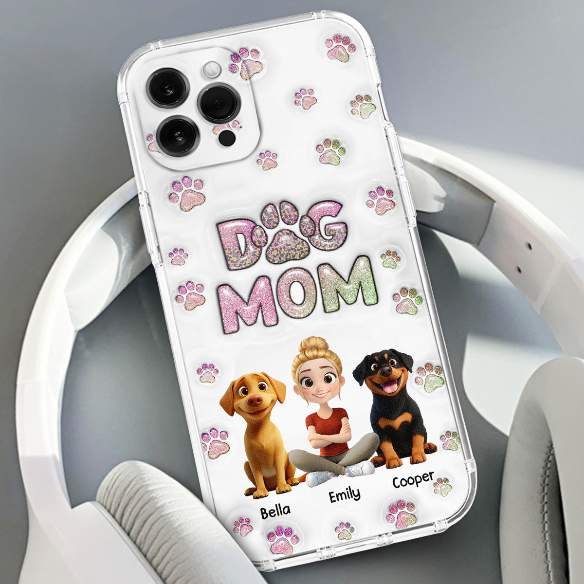 Dog Mom Lovely Chibi - Personalized 3D Inflated Effect Phone Case