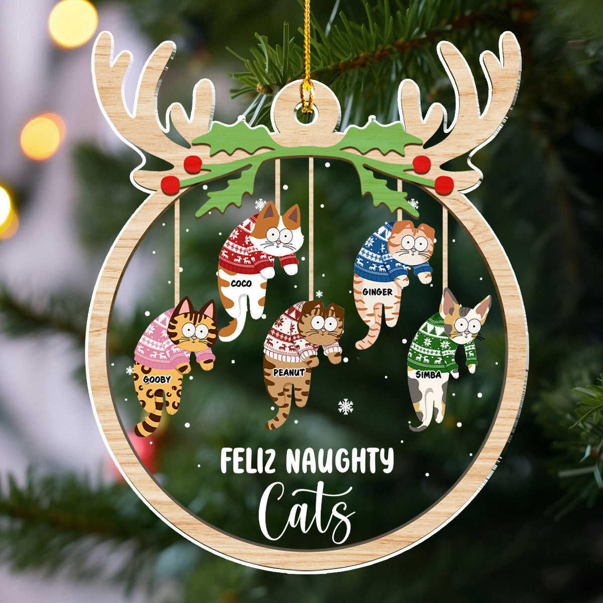 Jolly Cats - Personalized Acrylic Ornament