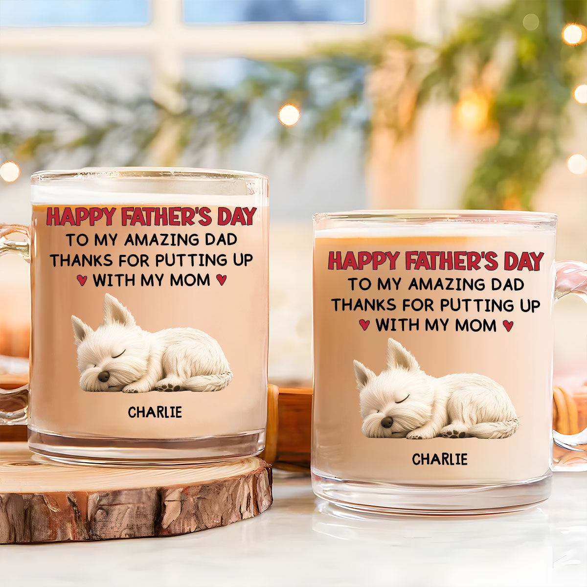 Custom Father's day Birthday Gifts For Dog Dad, Dog Lovers • Putting Up With - Personalized Glass Mug