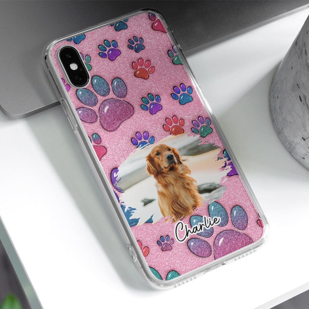 Glittery Paw Mom Ver Photo - Personalized Phone Case