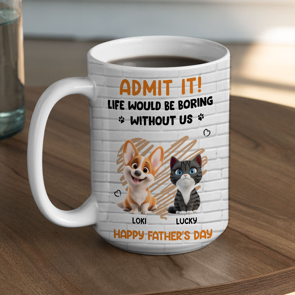 Custom Father's day Birthday Gifts For Cat Dad, Cat Lovers • Admit It Pet Dad Orange - Personalized Coffee Mug