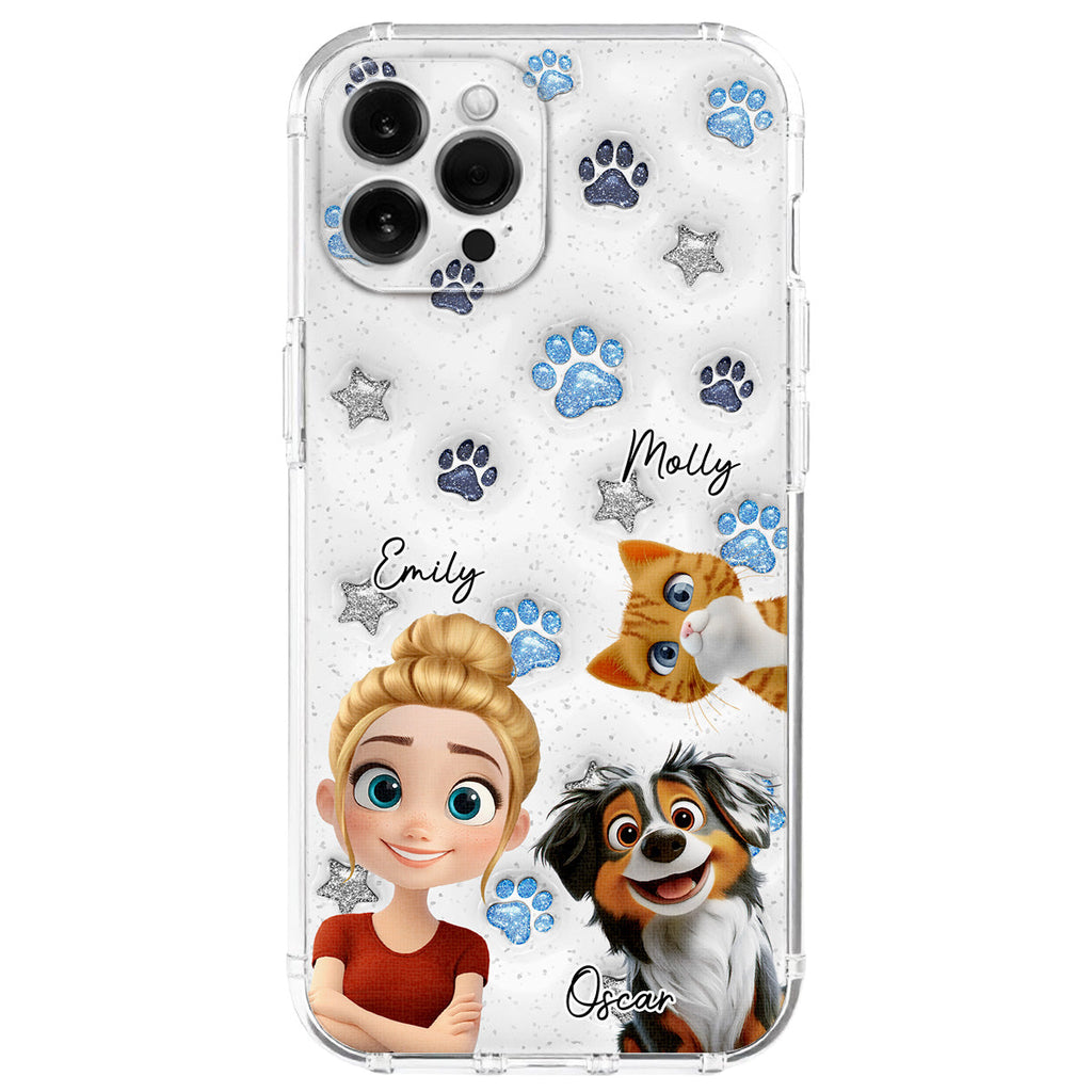 Fur Mom Dad Blue Star - Personalized 3D Inflated Effect Phone Case