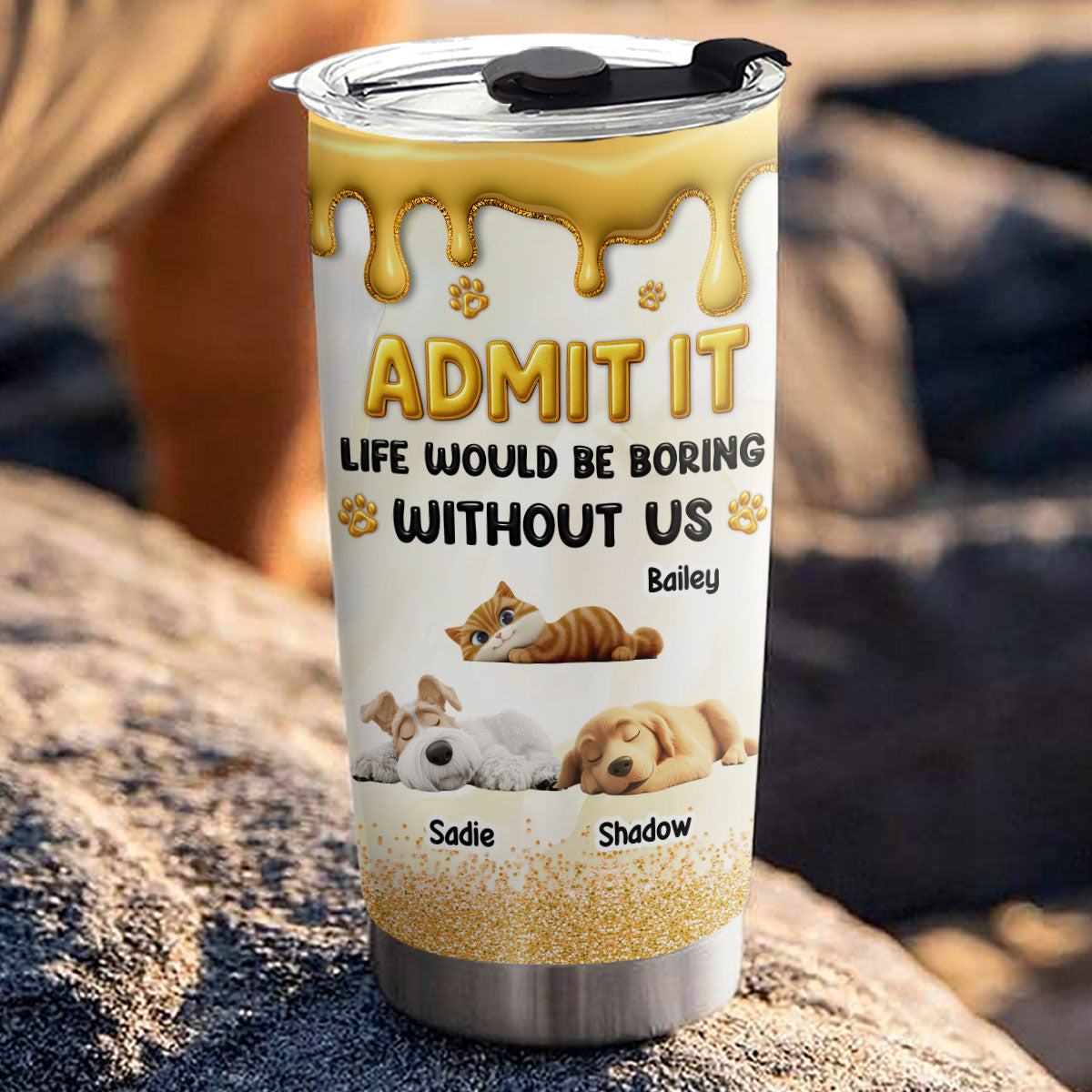 Custom Christmas Birthday Gifts For Pet Lovers • Love You Longer Pet Version - Personalized 3D Effect Tumbler