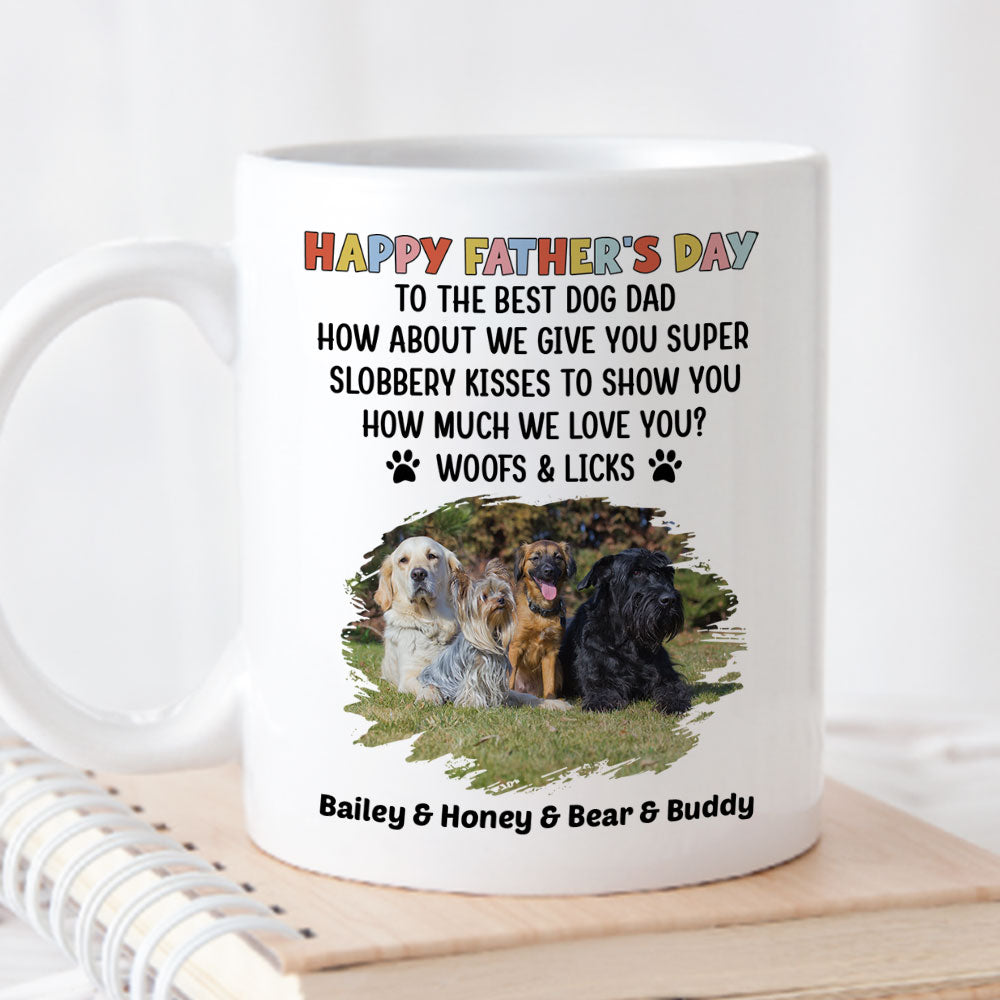 Custom Photo Father's day Birthday Gifts For Dog Dad, Dog Lovers • Woofs And Licks Photo - Personalized Coffee Mug