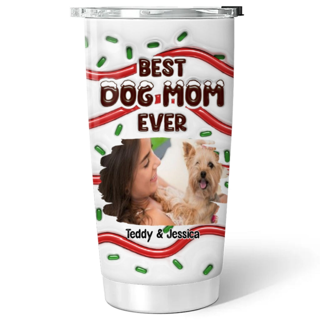 Custom Christmas Birthday Gifts For Pet Lovers • Best Dog Mom Cake Photo - Personalized 3D Inflated Effect Tumbler
