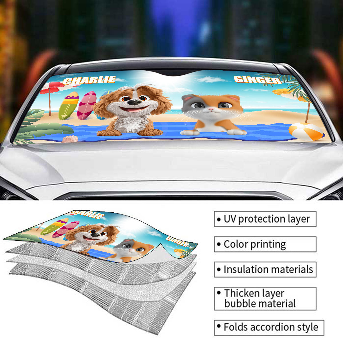 Custom Christmas Birthday Gifts Car Accessories for Pet Parents • Pet And Beach - Personalized Car Sunshade