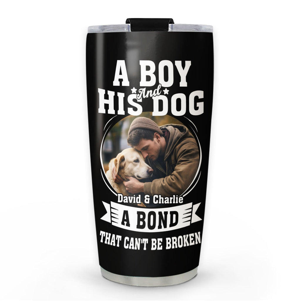Custom Photo Father's day Birthday Gifts For Dog Dad, Dog Lovers • A Bond Can Not Be Broken Daddy Photo - Personalized Tumbler