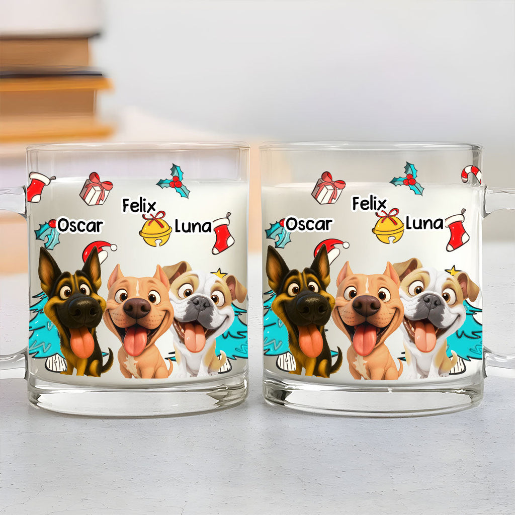Custom Christmas Birthday Gifts For Dog Lovers • Santa Is Coming - Personalized 3D Inflated Effect Glass Mug