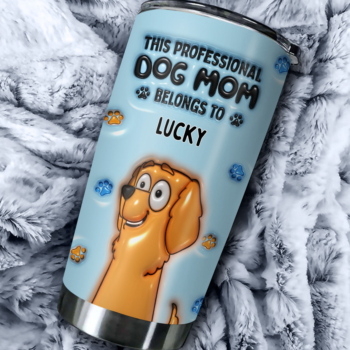 Custom Mother's day Birthday Gifts For Pet Mom, Pet Lovers • Dog Mom Dad Belong - Personalized 3D Inflated Effect Tumbler