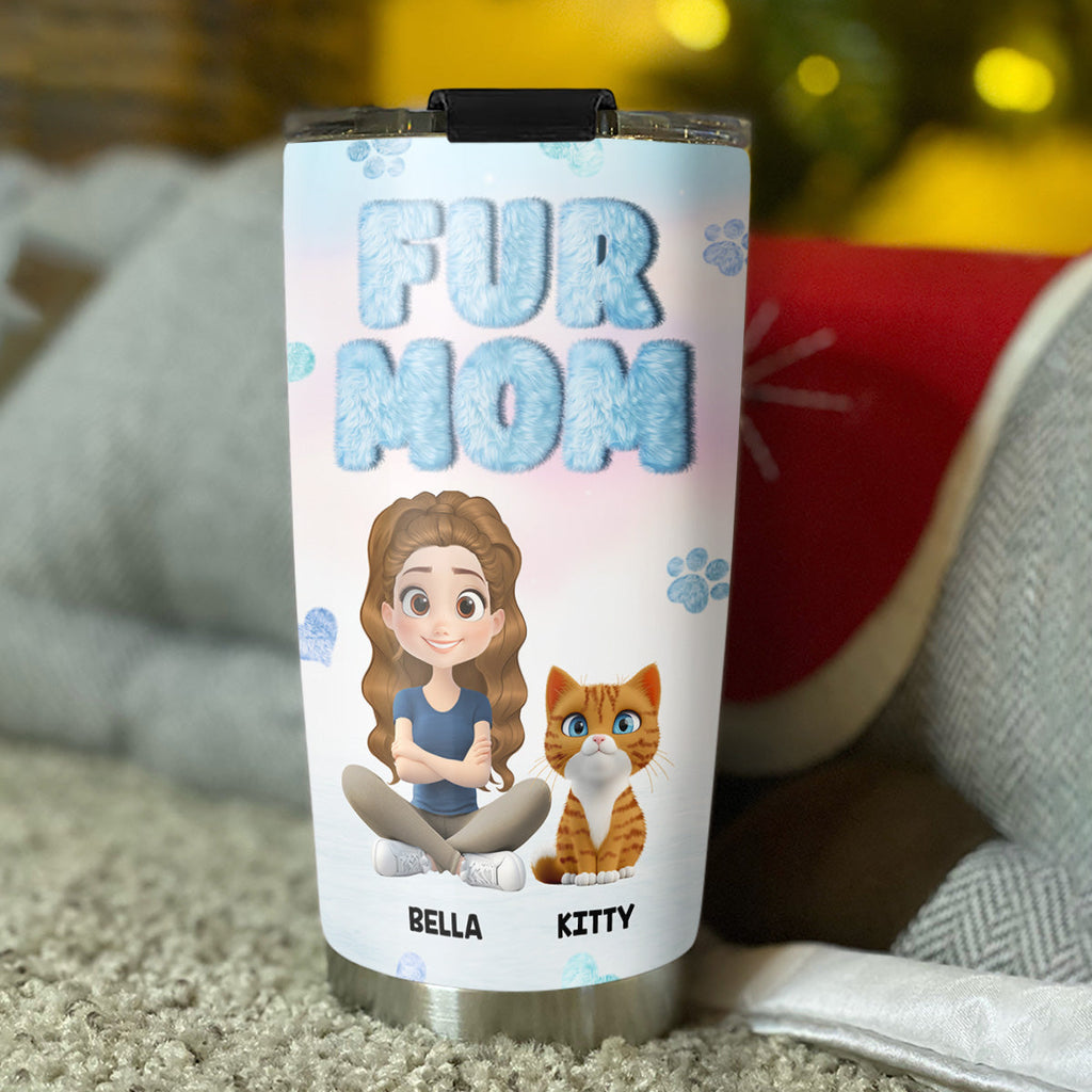 Custom Christmas Birthday Gifts For Pet Lovers • Fluffy Fur Mom - Personalized Tumbler