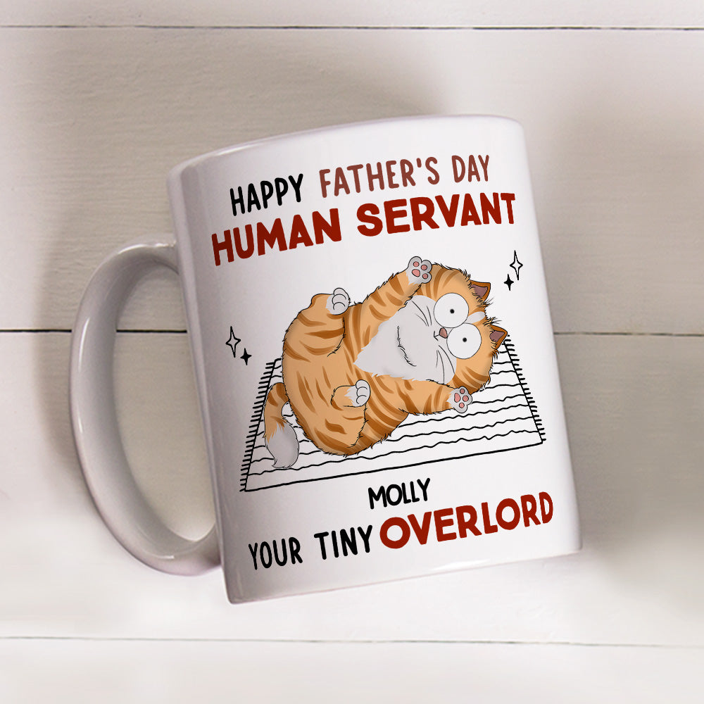 Custom Photo Christmas Birthday Gifts For Cat Dad, Cat Lovers • Human Servant Your Tiny Overlord - Personalized Coffee Mug