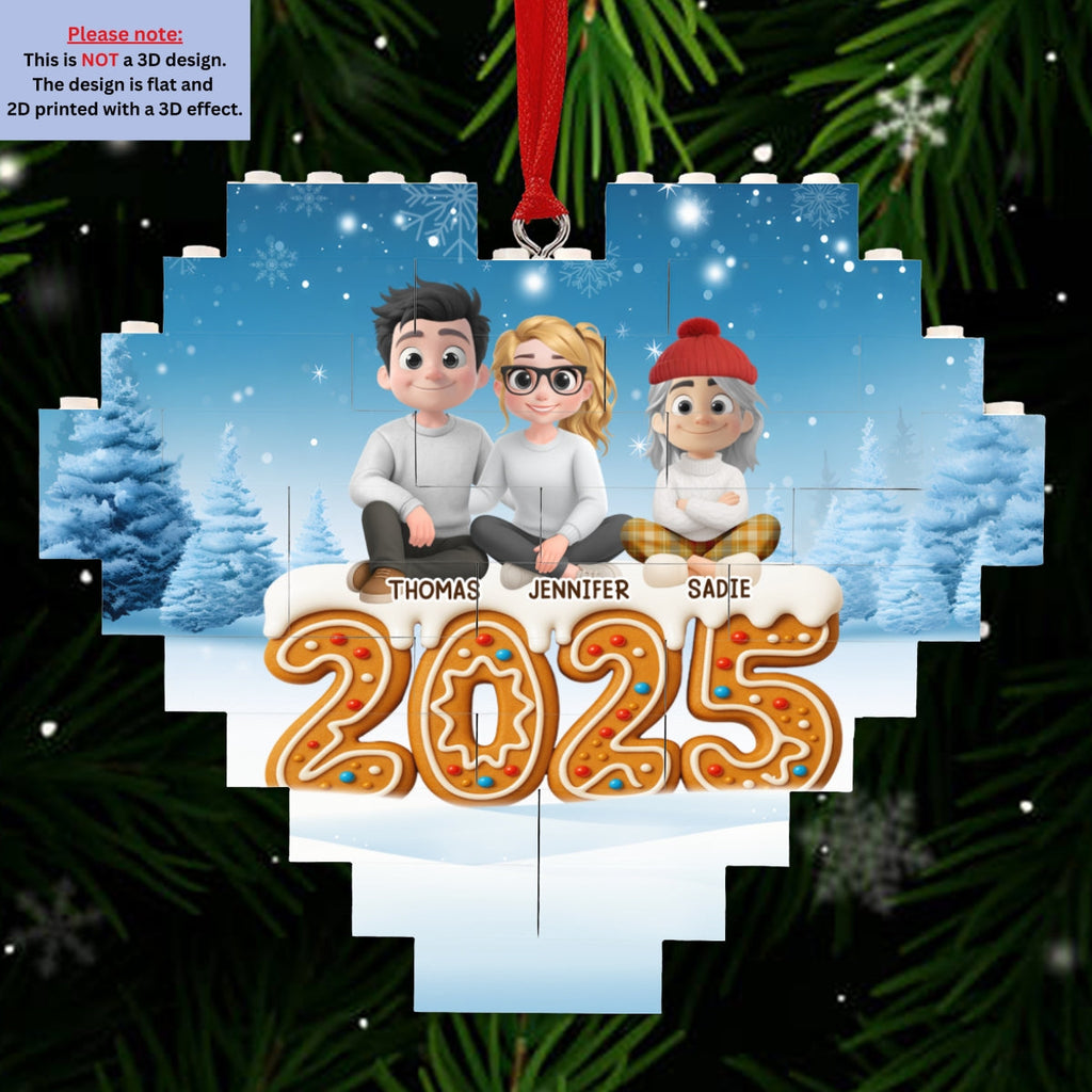 Custom Christmas Decor Home Birthday Gifts For Dog Lovers • Ginger Family - Personalized 3D Effect Heart Puzzle Ornament