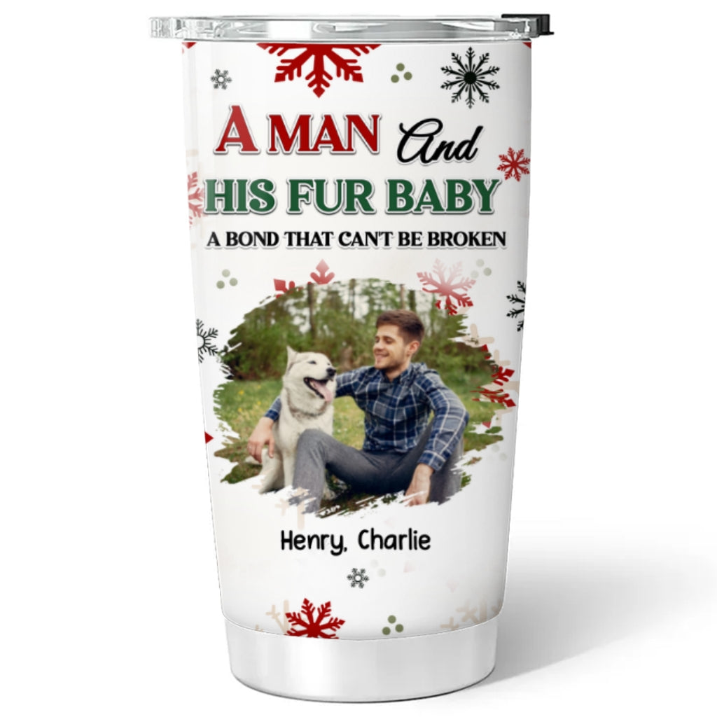 Custom Photo Christmas Birthday Gifts For Pet Dad, Pet Lovers • A Man And His Pet Love Christmas Photo - Personalized Tumbler