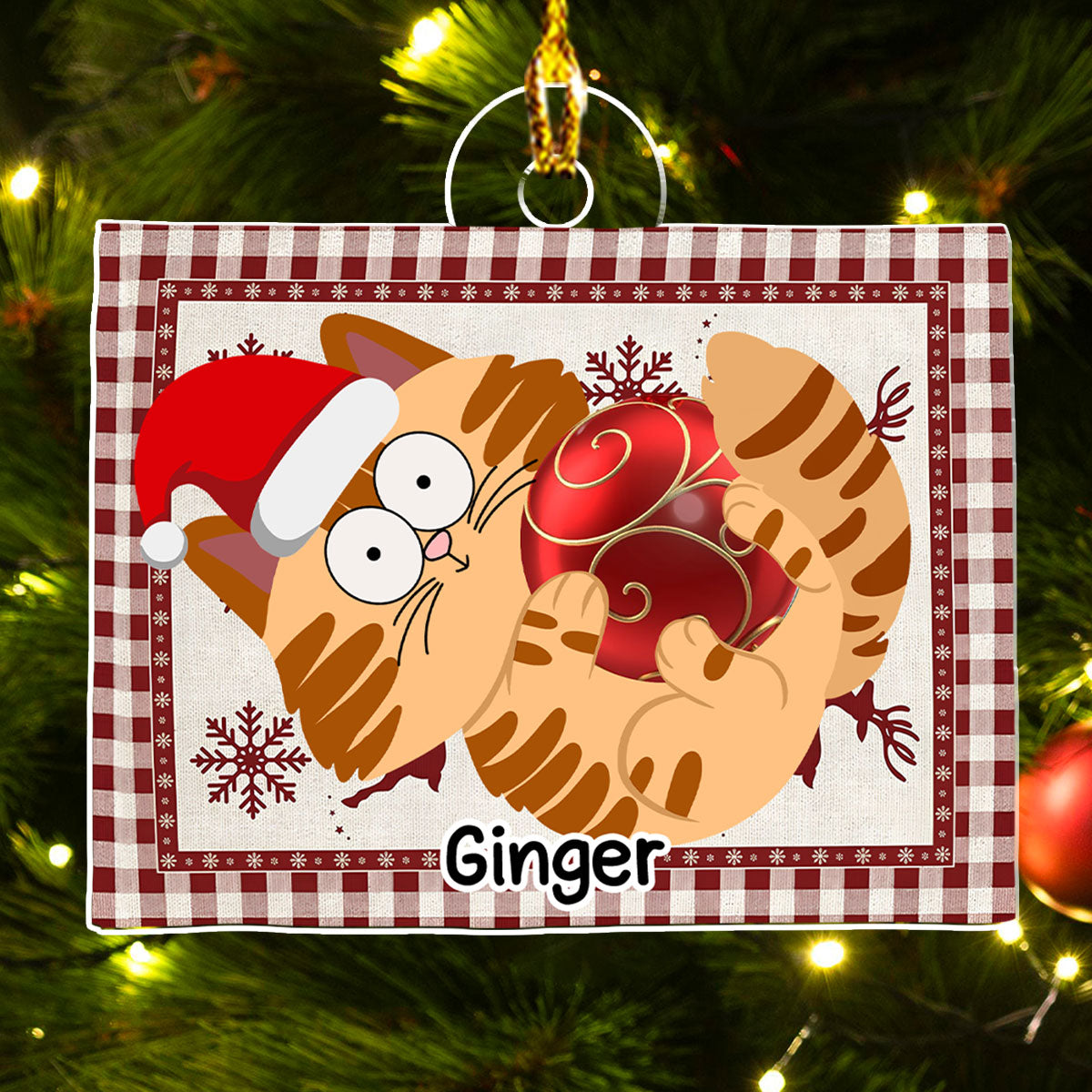 Custom Christmas Decor Home Birthday Gifts For Cat Lovers • Swinging Cat - Personalized Acrylic Ornament