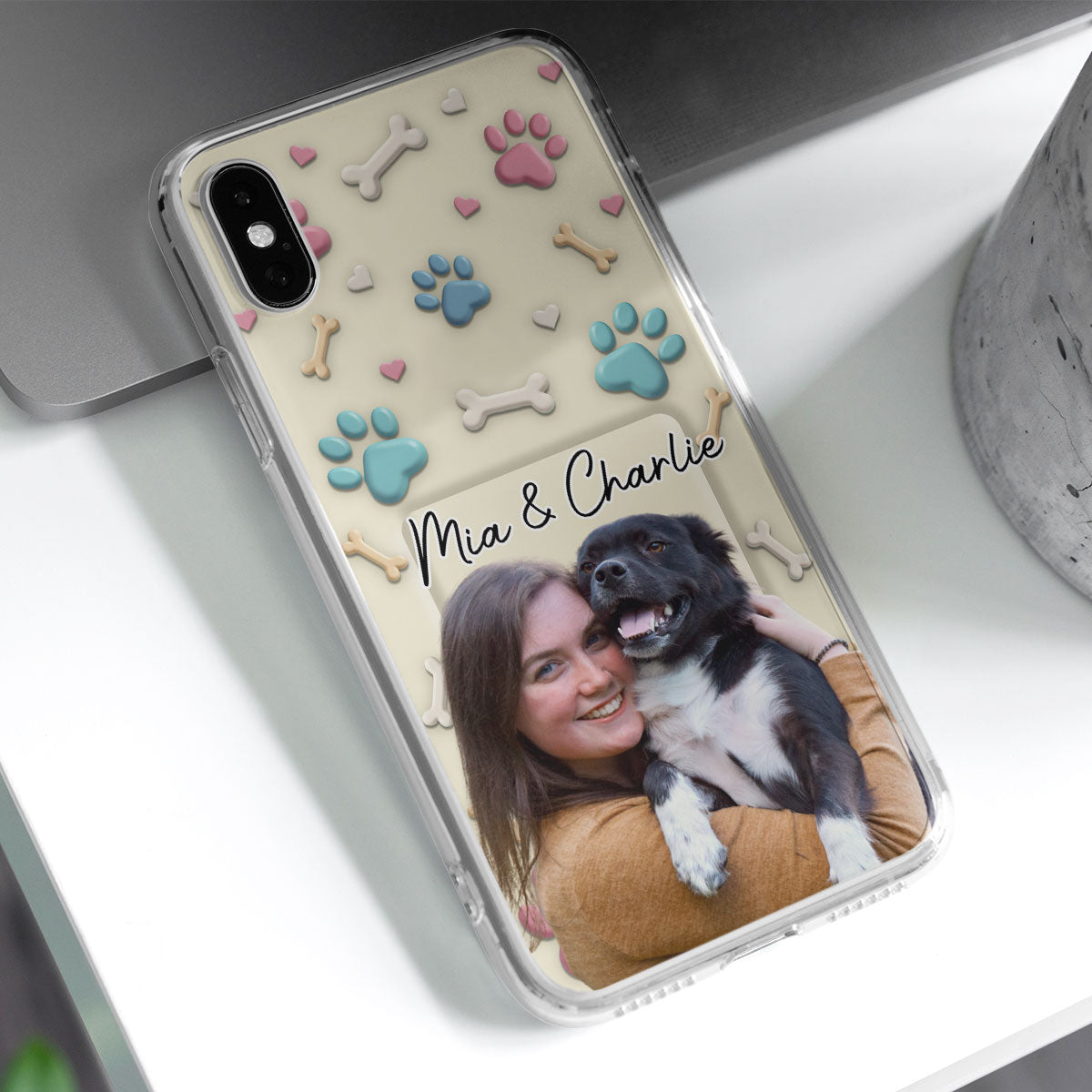 Dog Mom Cartoon Photo - Personalized 3D Effect Phone Case