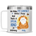 Custom Christmas Birthday Gifts For Cat Mom, Cat Lovers • Intimate Eye Contact - Personalized 14oz Stainless Steel Tumbler With Handle