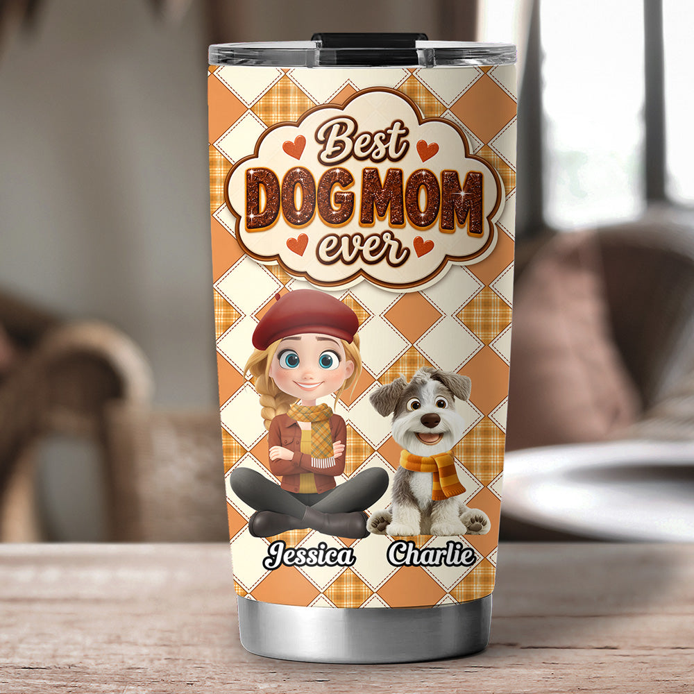 Custom Christmas Birthday Gifts For Dog Lovers • Lucky Dog Mom - Personalized 3D Effect Tumbler