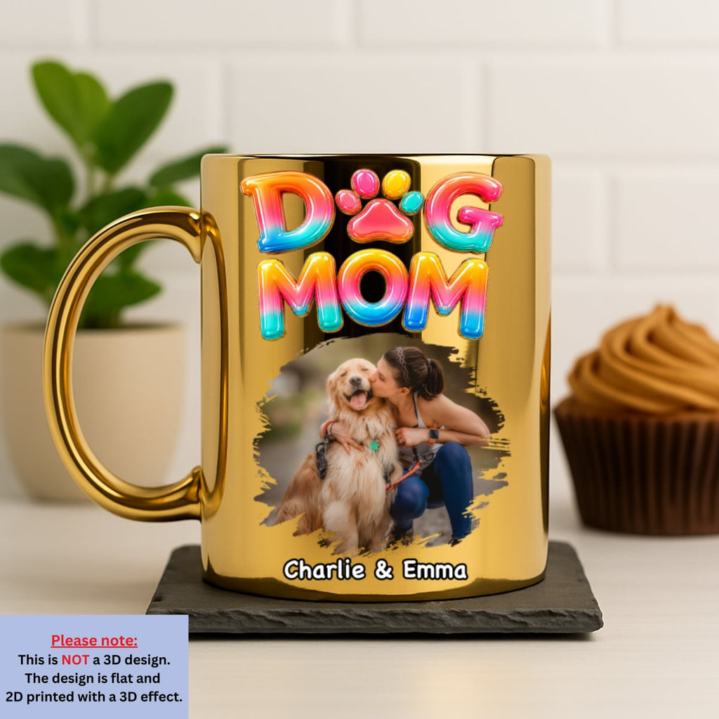Custom Photo Christmas Birthday Gifts For Dog Mom, Dog Lovers • Golden Dog Mom Era Photo - Personalized Metallic Mug