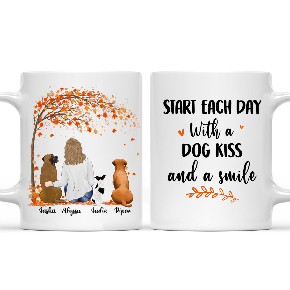 Custom Christmas Birthday Gifts For Dog Lovers • Start Each Day With A Dog Kiss And A Smile - Personalized Coffee Mug