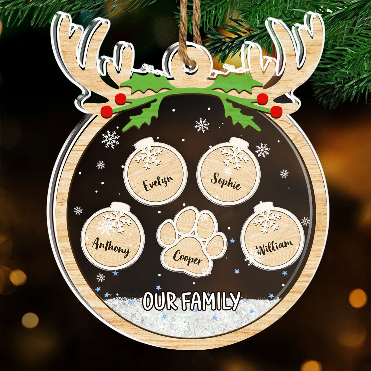 Paw Charm - Personalized Acrylic Shaker Ornament
