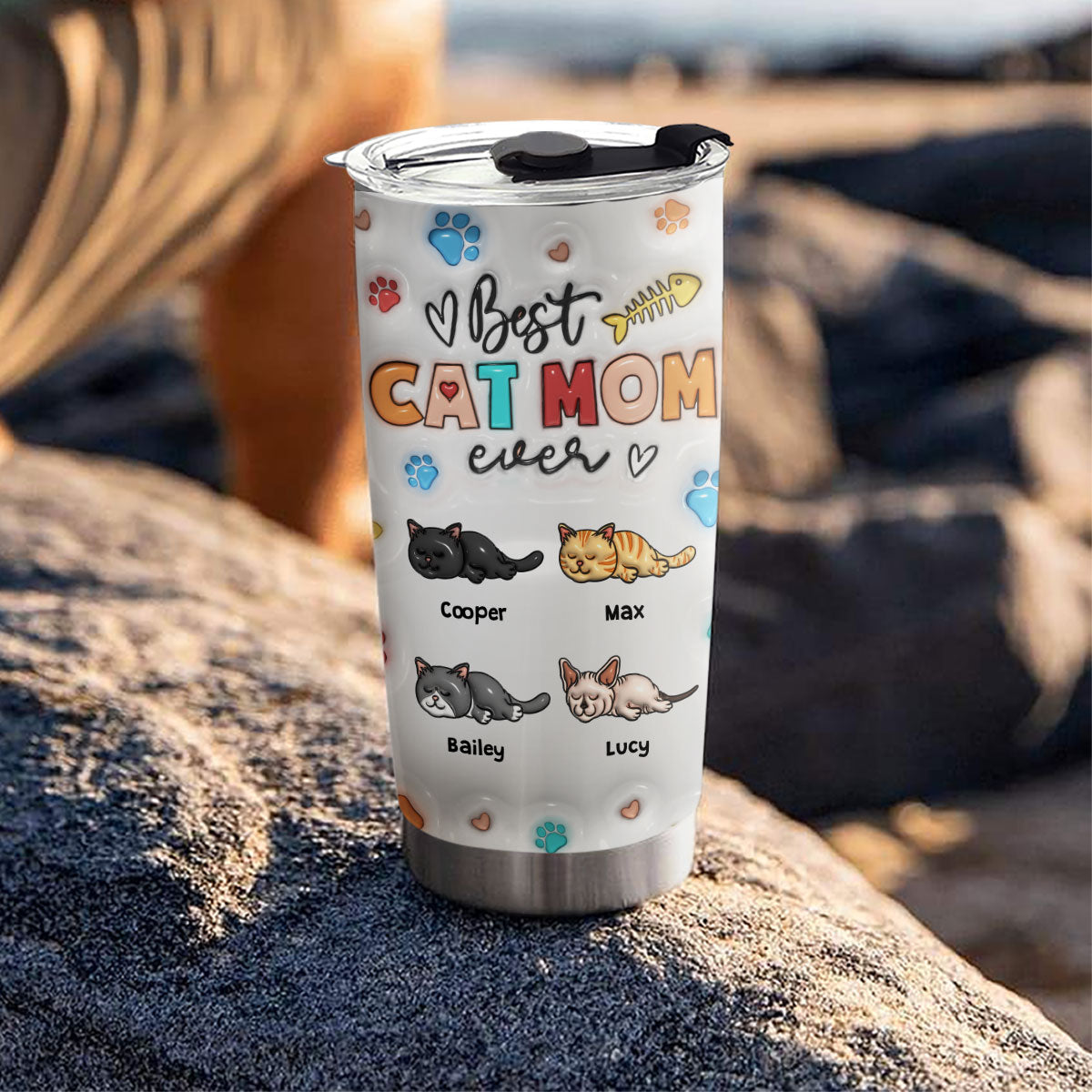 Custom Mother's day Birthday Gifts For Pet Mom, Pet Lovers • Proud To Be Cat Mom - Personalized 3D Inflated Effect Tumbler
