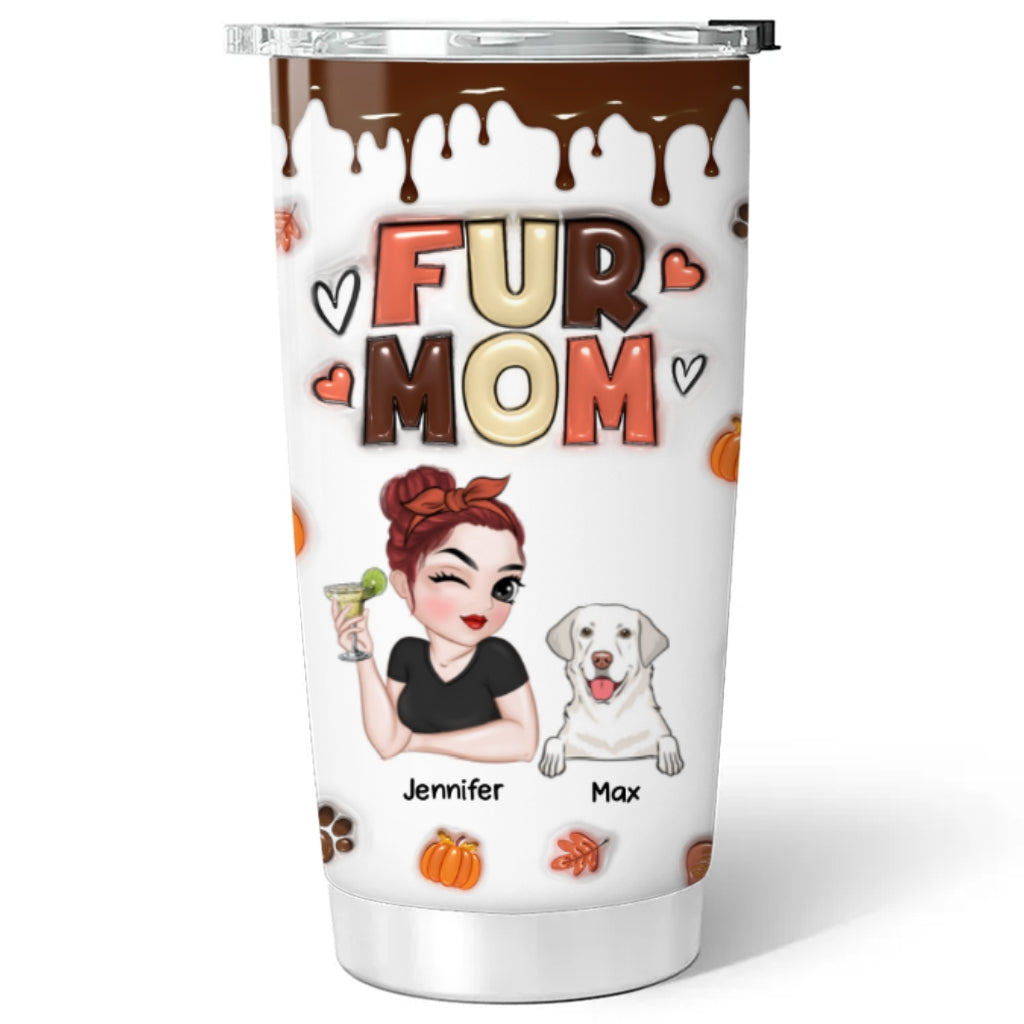 Custom Mother's day Birthday Gifts For Pet Mom, Pet Lovers • Mom Of Pets Fall Season - Personalized 3D Inflated Effect Tumbler