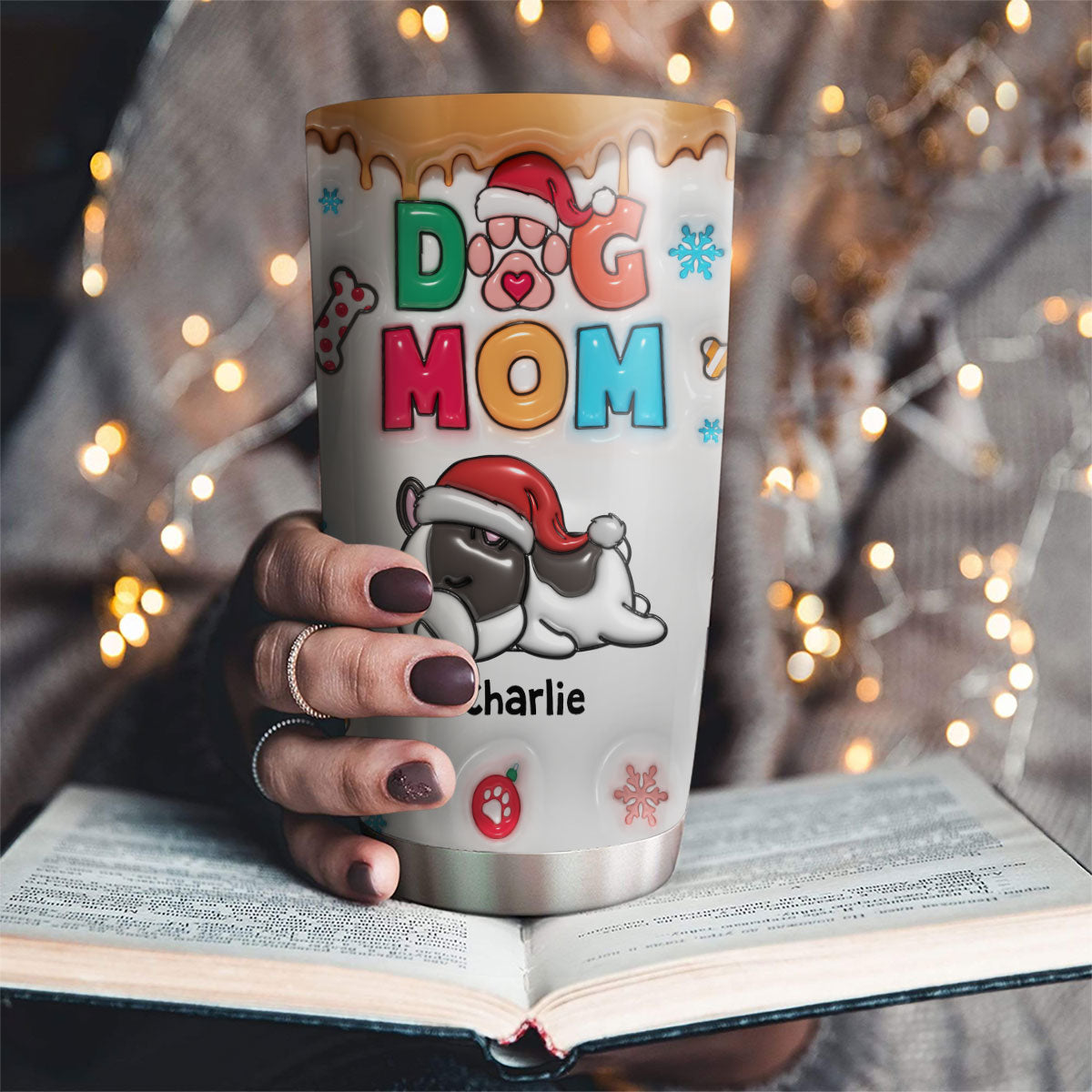 Custom Christmas Birthday Gifts For Pet Lovers • Proud To Be Dog Mom Christmas - Personalized 3D Inflated Effect Tumbler