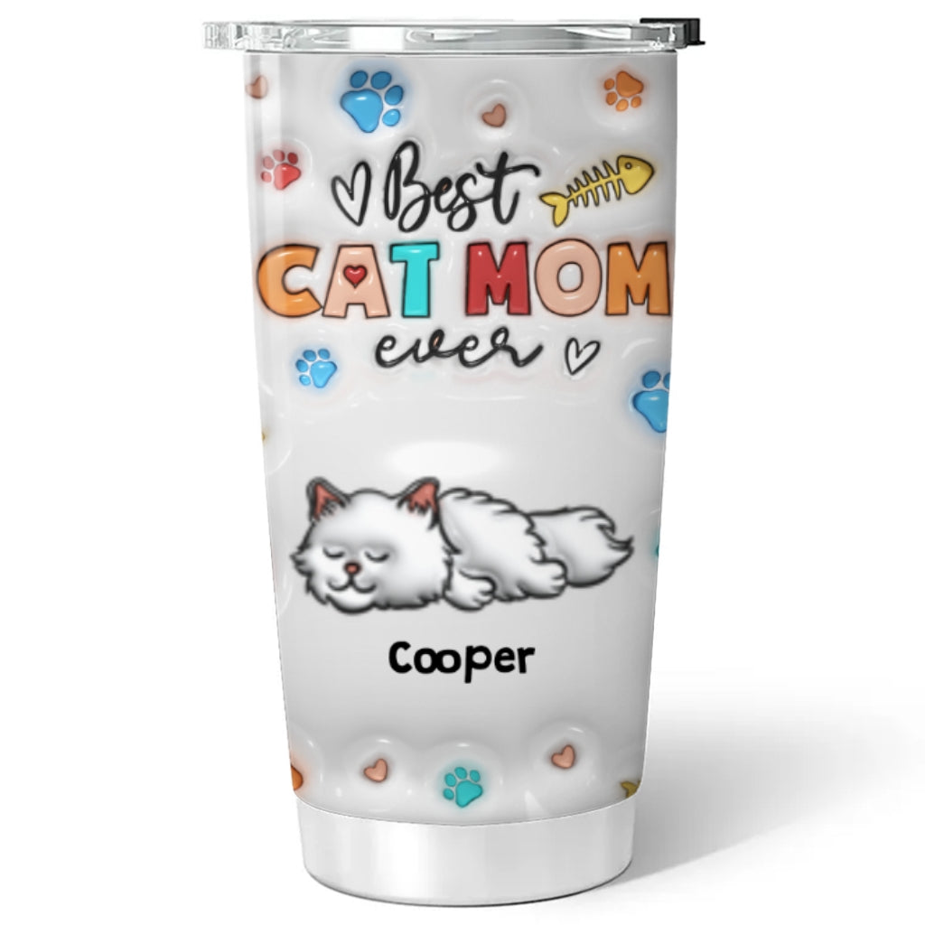 Custom Mother's day Birthday Gifts For Pet Mom, Pet Lovers • Proud To Be Cat Mom - Personalized 3D Inflated Effect Tumbler