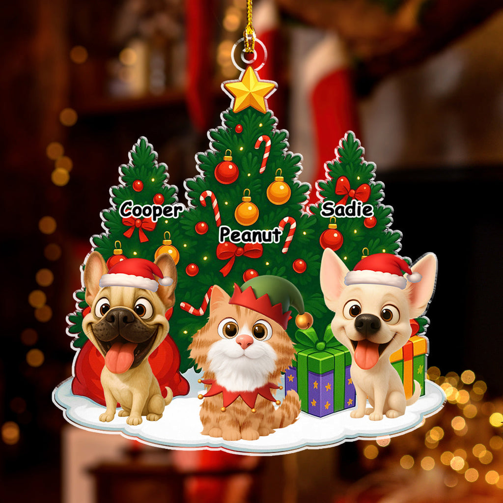 Custom Christmas Decor Home Birthday Gifts For Pet Lovers • Pet Under Christmas Tree - Personalized Acrylic Ornament