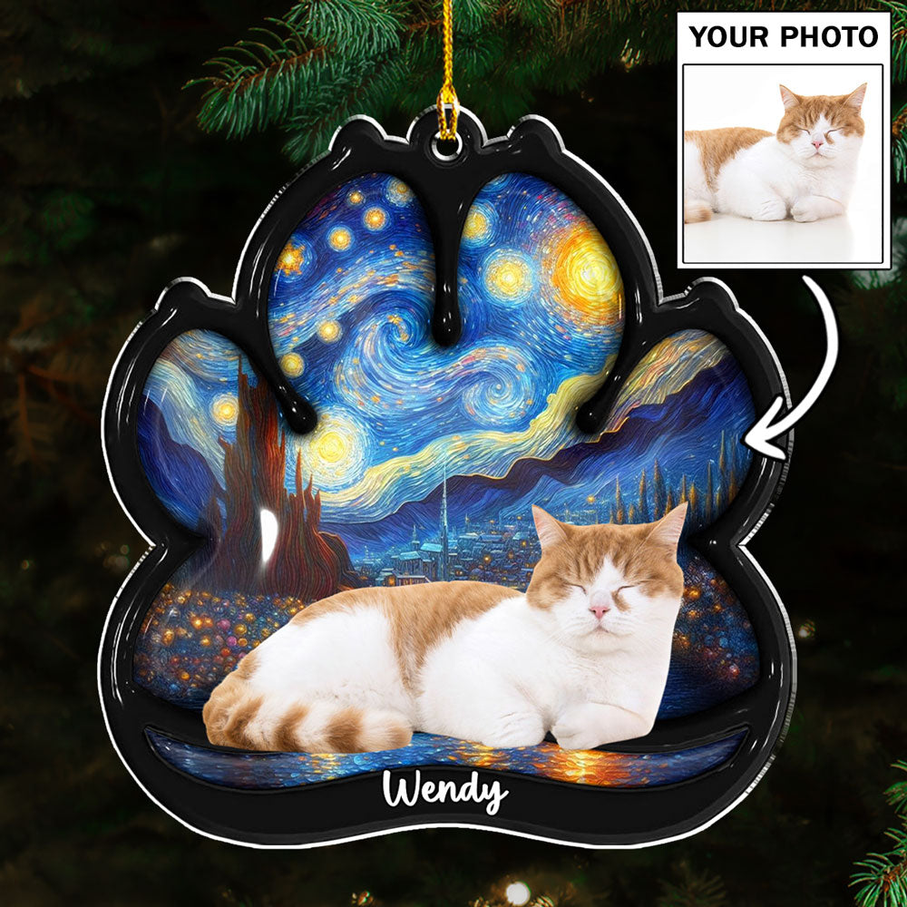 Lay Here With Cat Photo - Personalized 3D Effect Acrylic Ornament