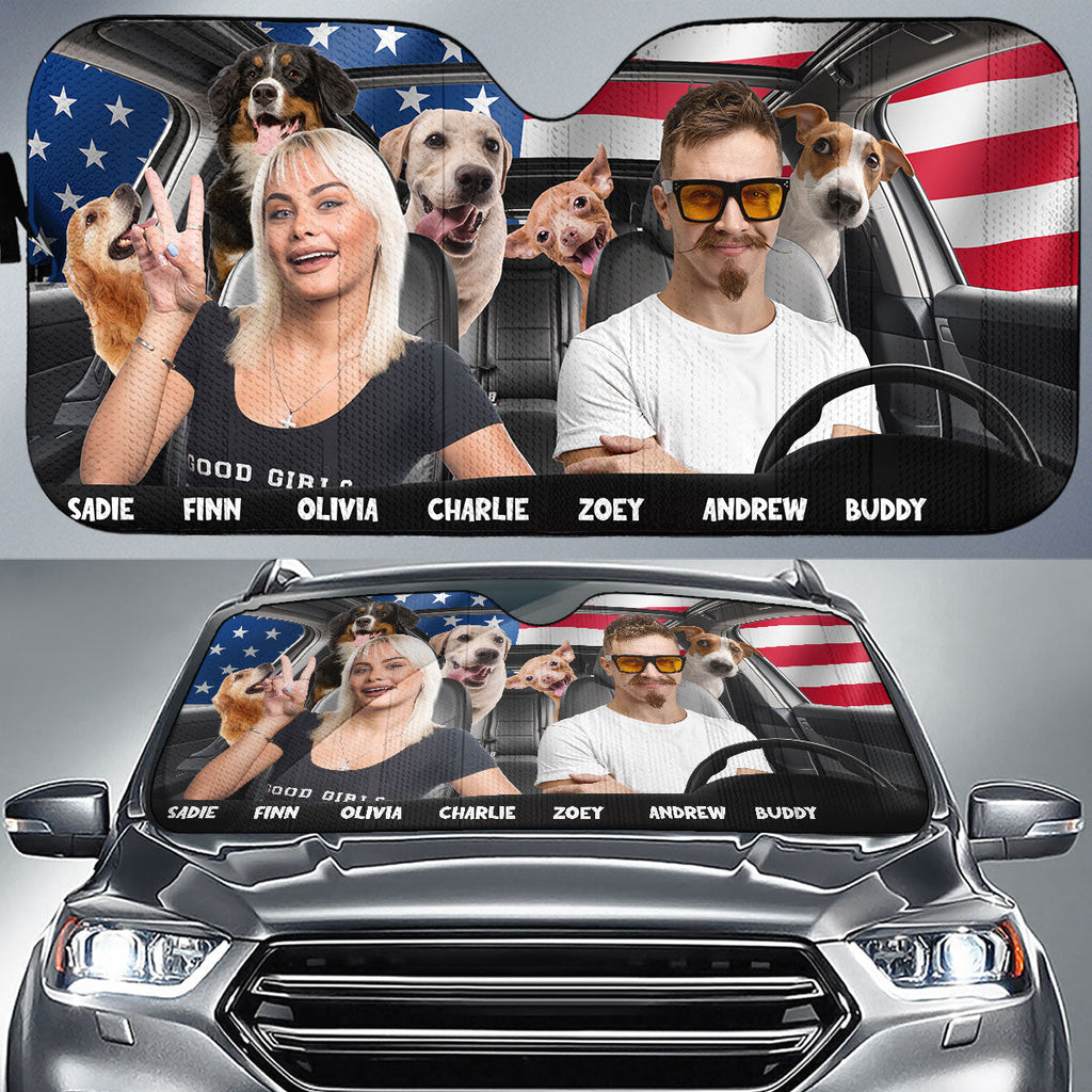 American You Me And Dogs Photo - Personalized Car Sunshade