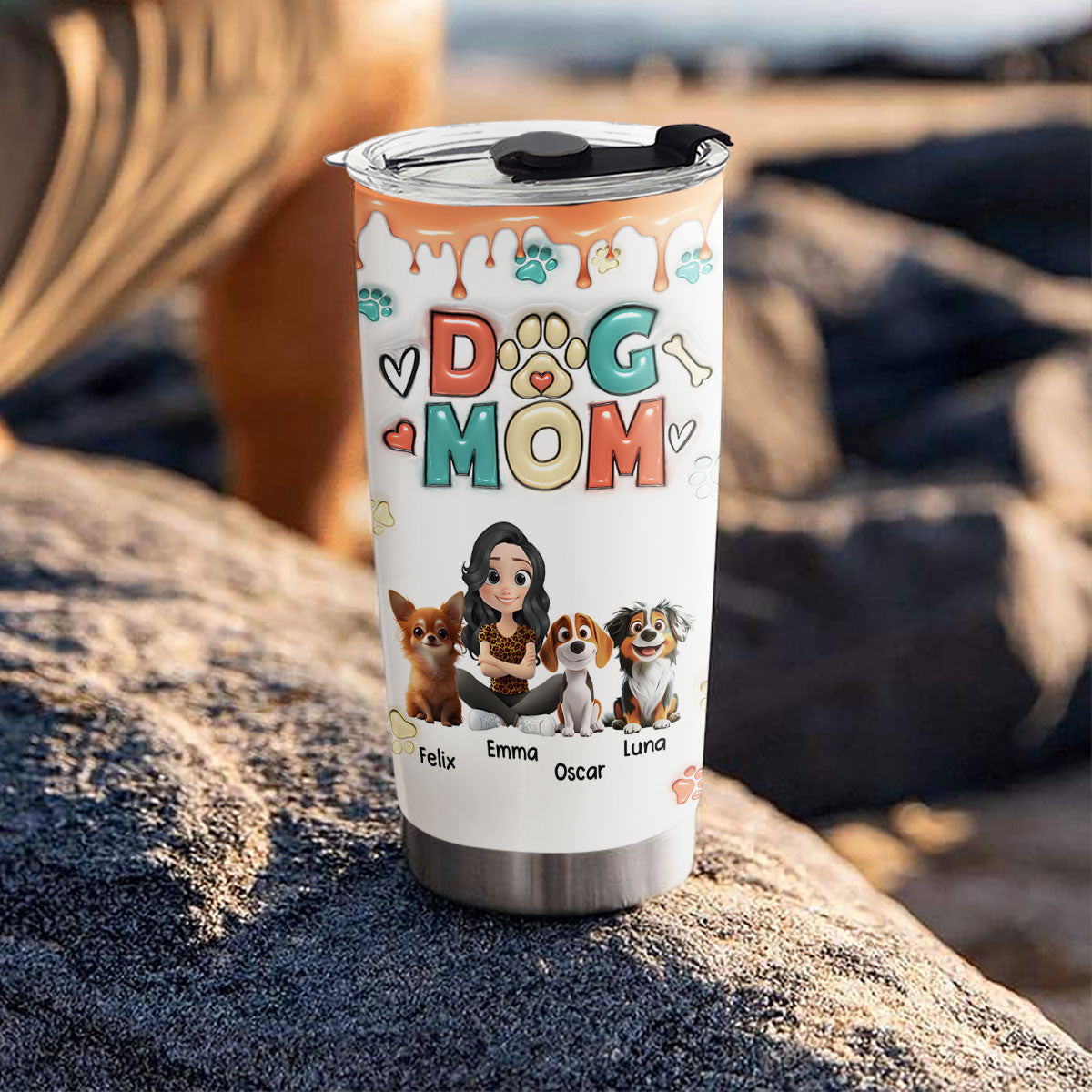 Custom Christmas Birthday Gifts For Pet Lovers • Cute Mom Of Dogs - Personalized 3D Inflated Effect Tumbler