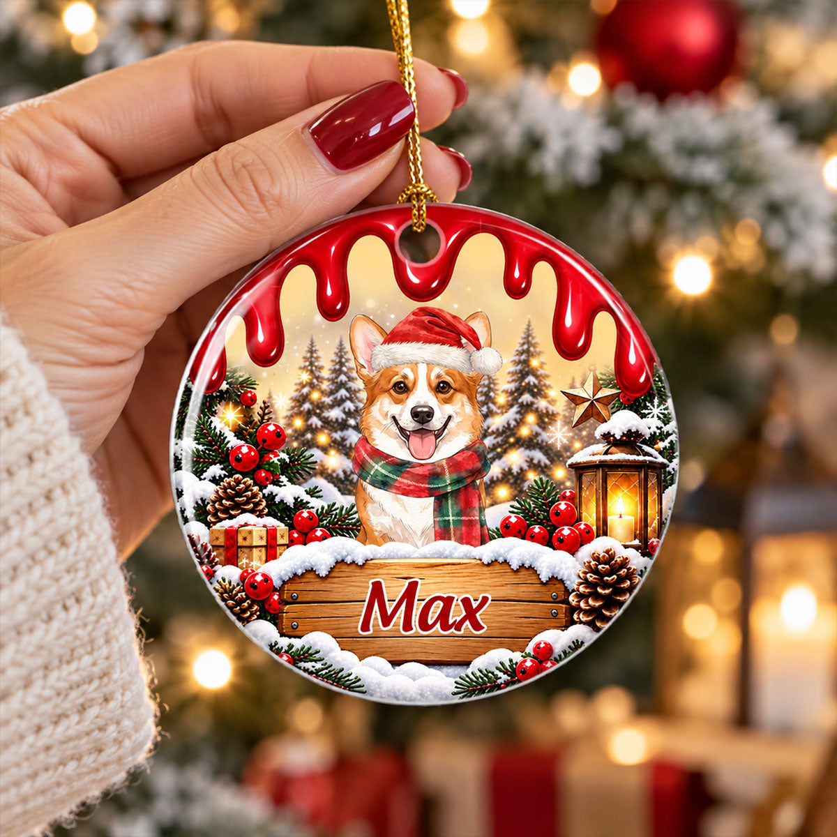 Custom Christmas Decor Home Birthday Gifts For Dog Lovers • My Merry Paws - Personalized Ceramic Ornament
