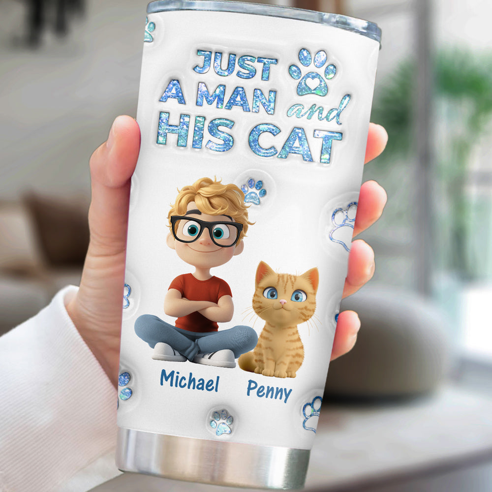Custom Christmas Birthday Gifts For Cat Dad, Cat Lovers • You Are The Miracle Cat Dad Ver - Personalized 3D Inflated Effect Tumbler