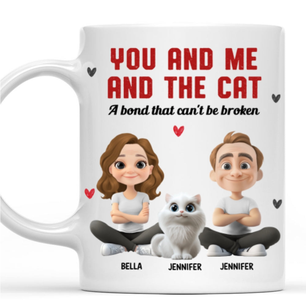 Custom Christmas Birthday Gifts For Cat Lovers • You Me And The Cat - Personalized Coffee Mug