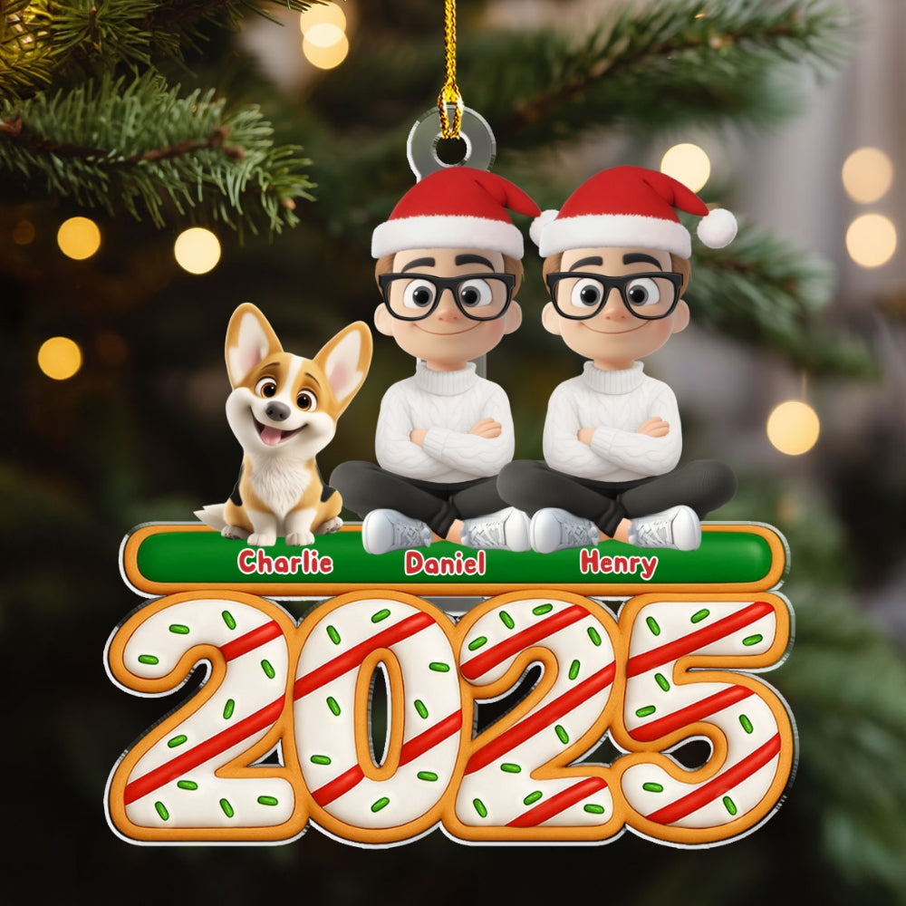 Custom Christmas Decor Home Birthday Gifts For Dog Lovers • Couple And Dog Tree Cake - Personalized Acrylic Ornament