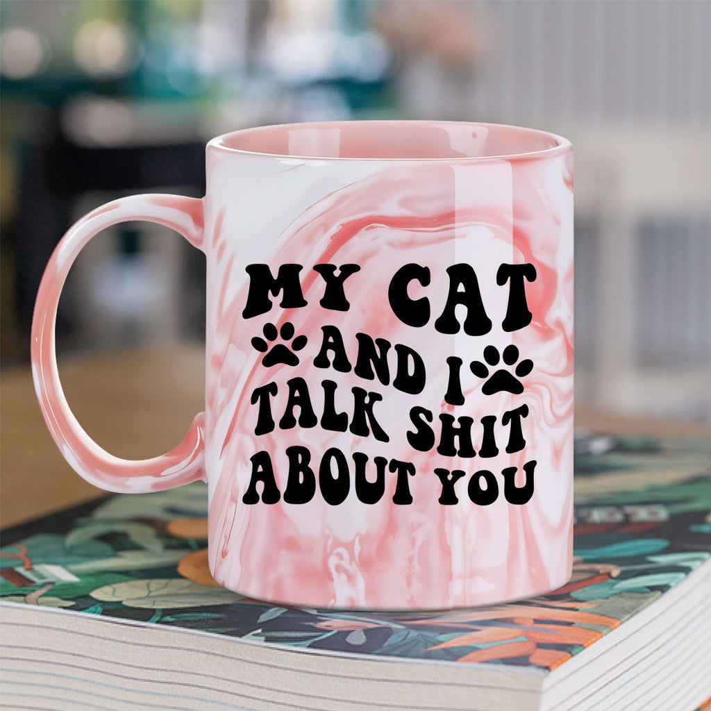 Custom Christmas Birthday Gifts For Pet Lovers • Talk Shit About Human - Personalized Pink Marble Mug
