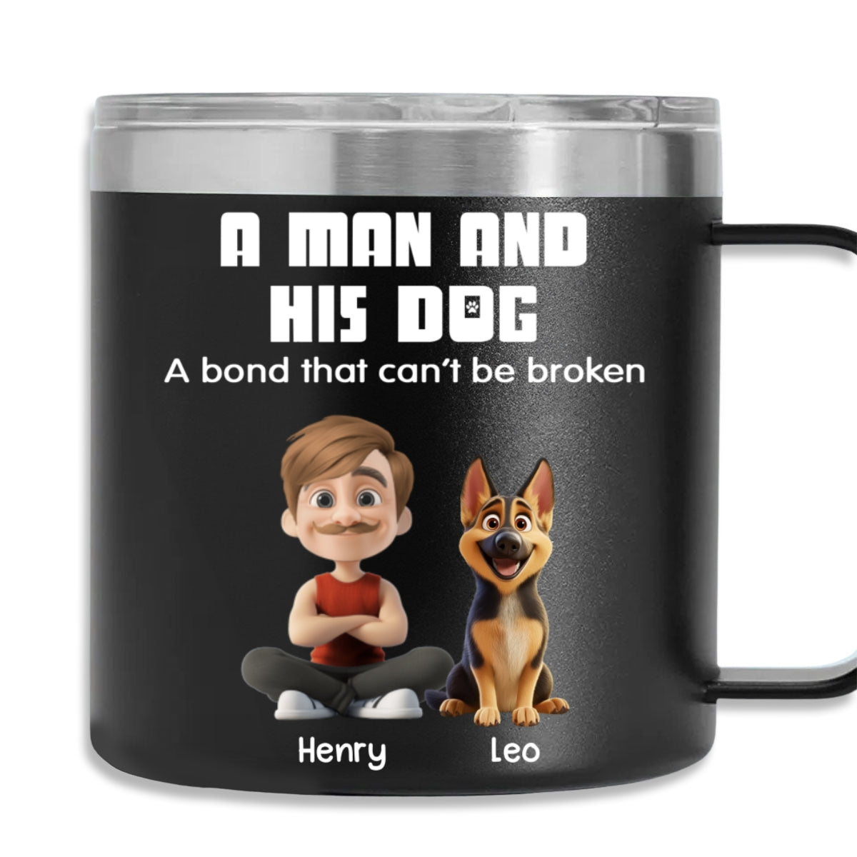 Custom Father's day Birthday Gifts For Dog Dad, Dog Lovers • Best Dad Ever - Personalized 14oz Stainless Steel Tumbler With Handle