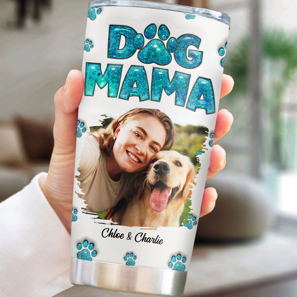 Custom Photo Christmas Birthday Gifts For Dog Mom, Dog Lovers • So Far The Best Mom Photo - Personalized 3D Inflated Effect Tumbler