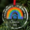 Custom Christmas Memorial Sympathy Gifts For Dogs, Cats • At Rainbow Bridge - Personalized Glass Ornament