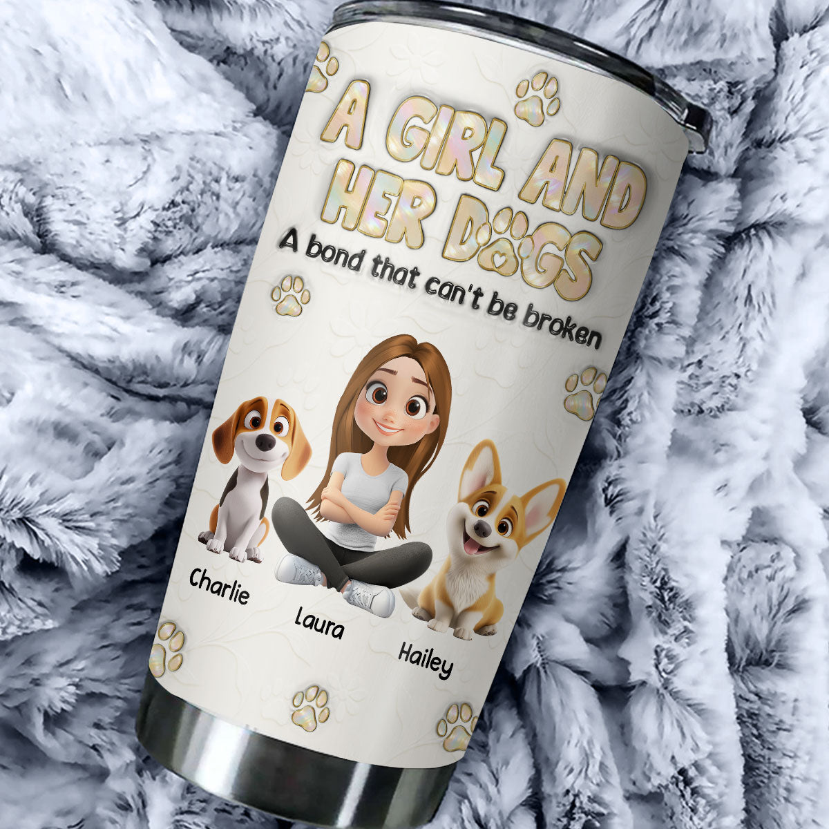 Custom Christmas Birthday Gifts For Dog Lovers • A Girl And Her Dog Ver Pearl - Personalized 3D Inflated Effect Tumbler
