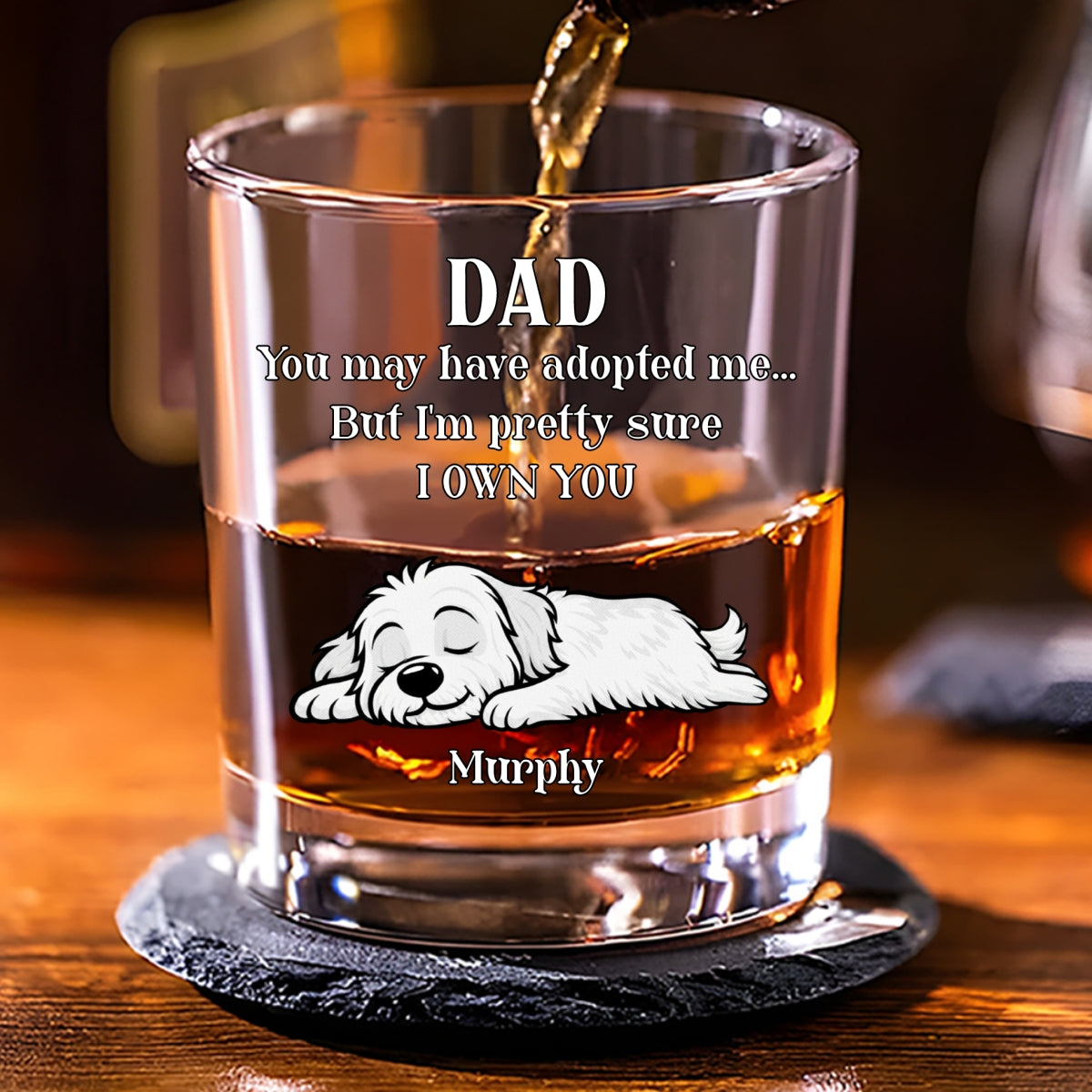 May Have Adopted Retro Sleeping Dog - Personalized Whiskey Glass
