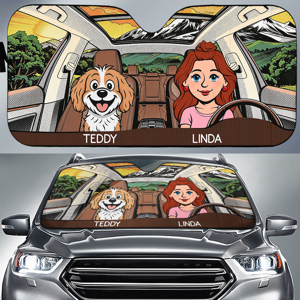 Custom Christmas Birthday Gifts Car Accessories for Dog Parents • Life Is Better With My Dog Retro - Personalized Car Sunshade