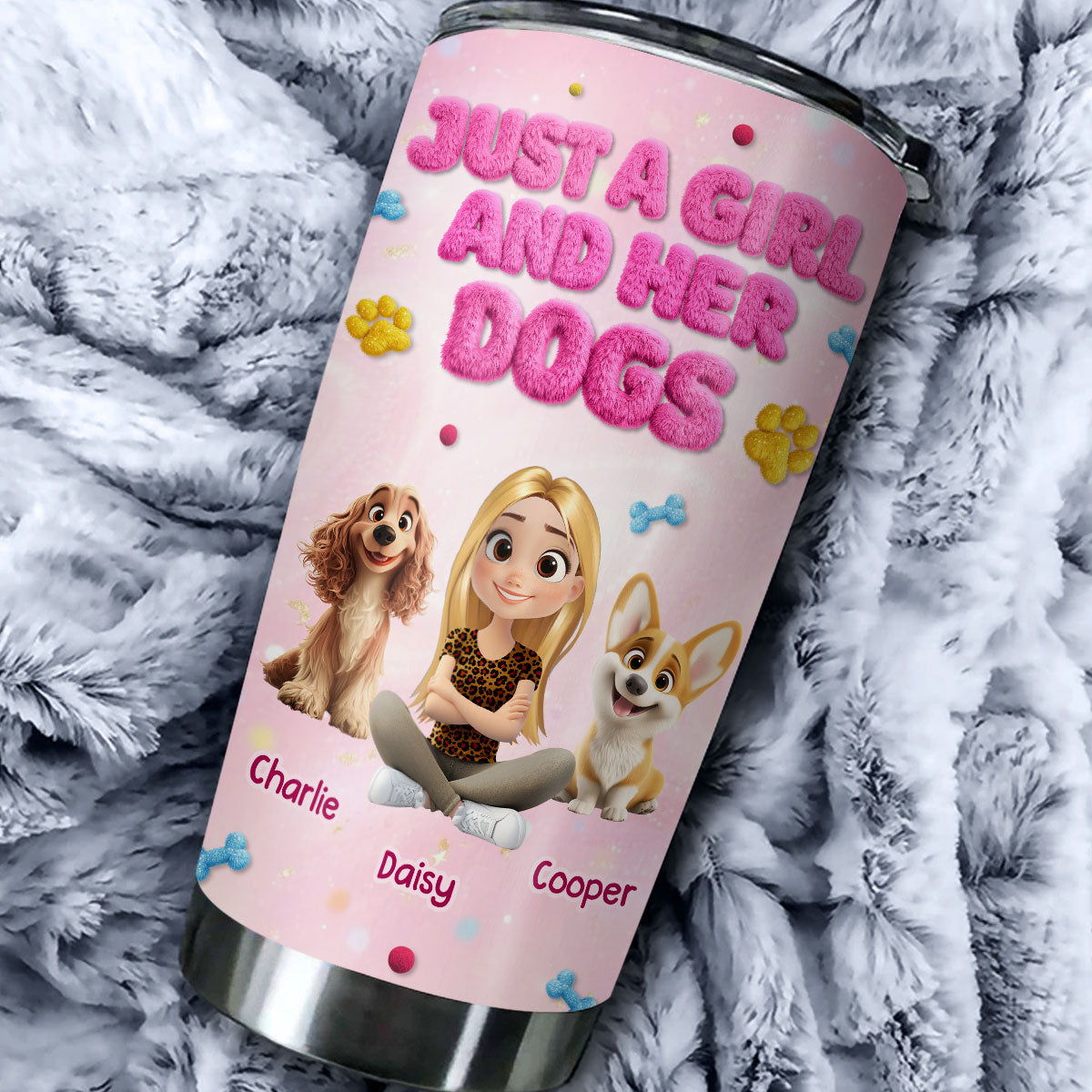Custom Christmas Birthday Gifts For Dog Mom, Dog Lovers • With My Baby - Personalized 3D Effect Tumbler