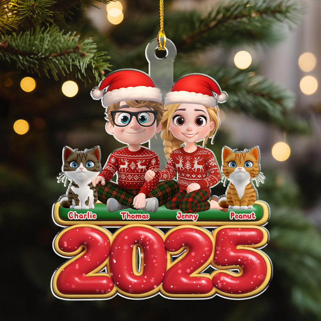 Custom Christmas Birthday Gifts For Cat Dad And Mom • We And Our Cat - Personalized Acrylic Ornament