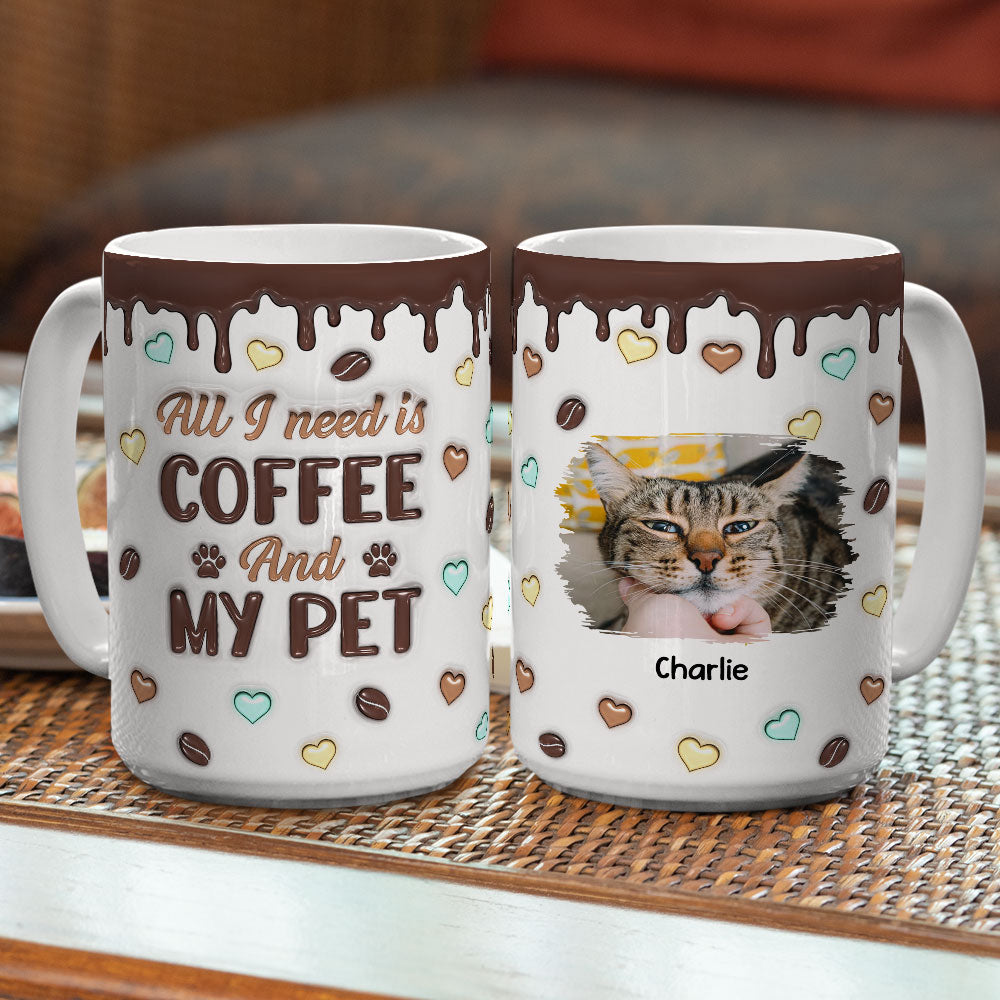 Coffee And Pet Photo - Personalized 3D Inflated Effect Mug
