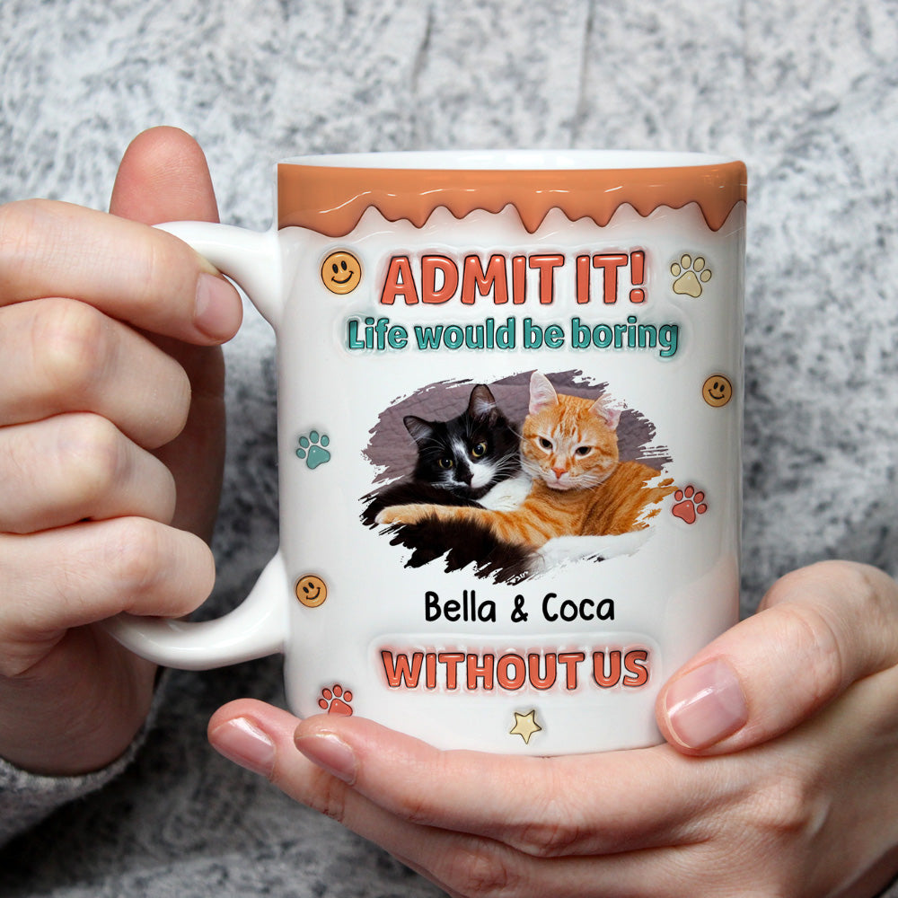 Custom Photo Christmas Birthday Gifts For Cat Lovers • Admit It Chunky Cat Photo - Personalized 3D Inflated Effect Coffee Mug