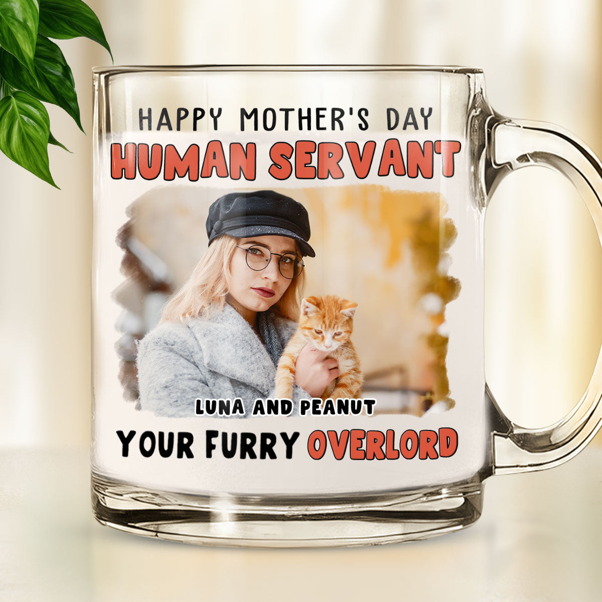 Custom Photo Father's day Birthday Gifts For Cat Dad, Cat Lovers • Your Furry Overlords Photo - Personalized Glass Mug