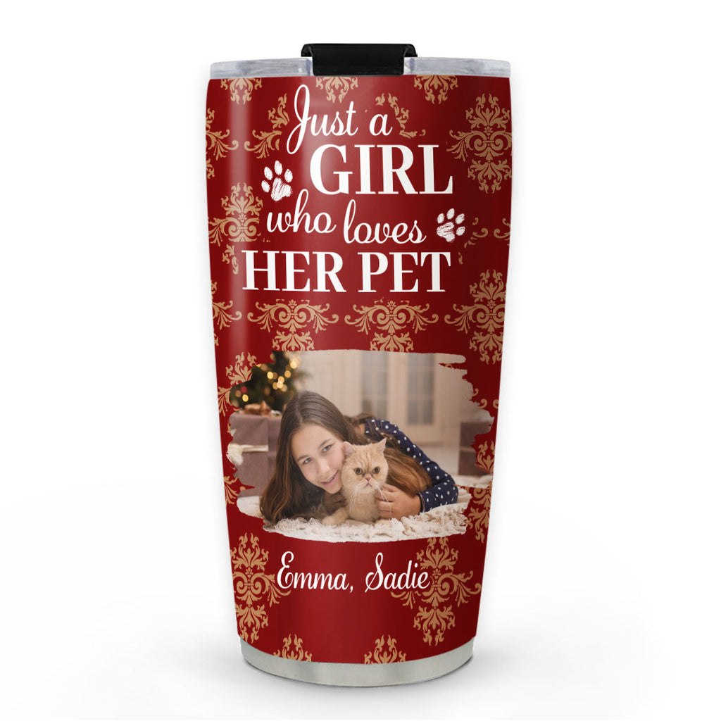 Custom Photo Christmas Birthday Gifts For Pet Mom, Pet Lovers • Toile Pet Cartoon Christmas Photo - Personalized Tumbler