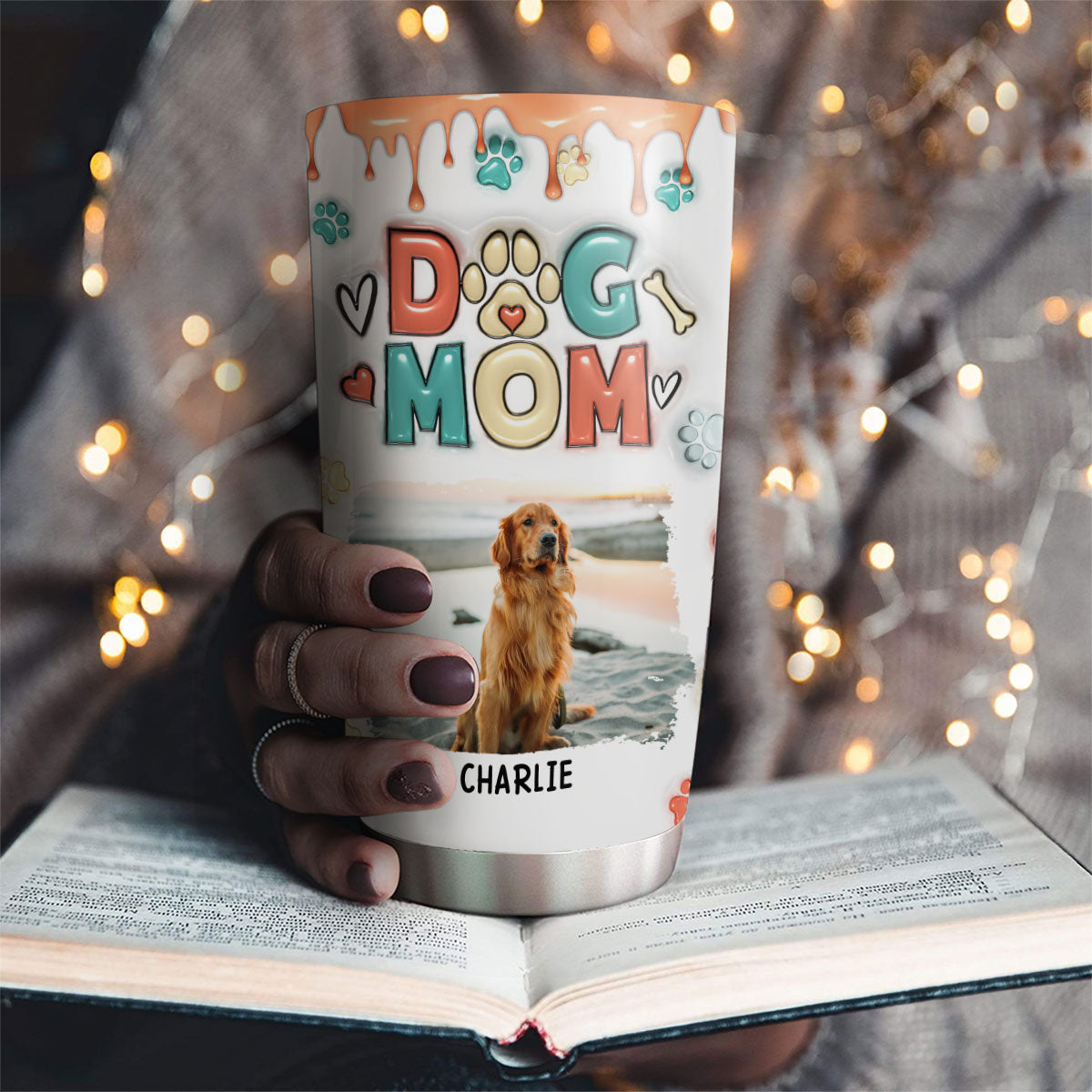 Custom Mother's day Birthday Gifts For Dog Mom, Dog Lovers • Mom Of Dogs Photo - Personalized 3D Inflated Effect Tumbler